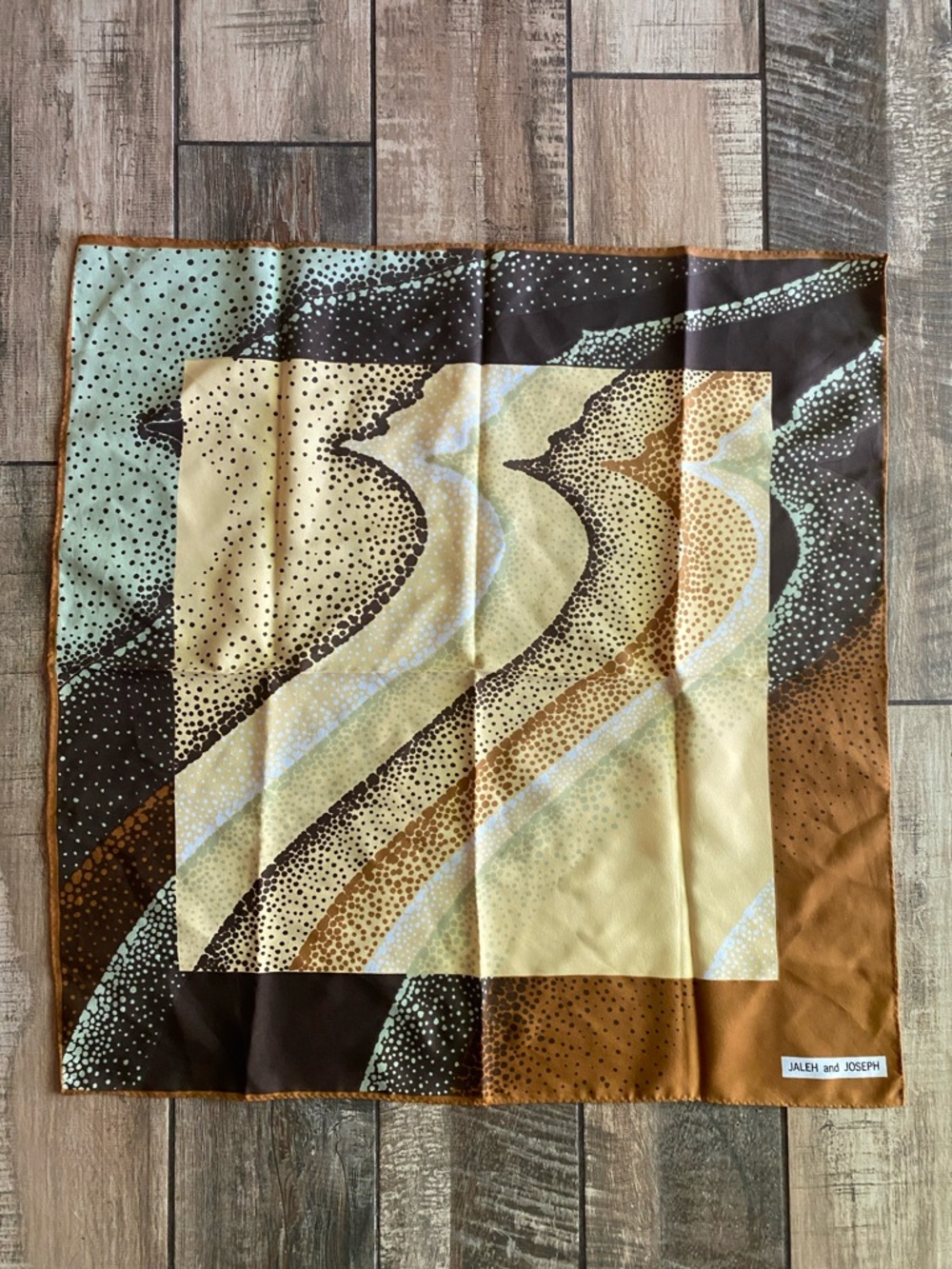 JALEH and JOSEPH Brown & Mint Patterned Scarf